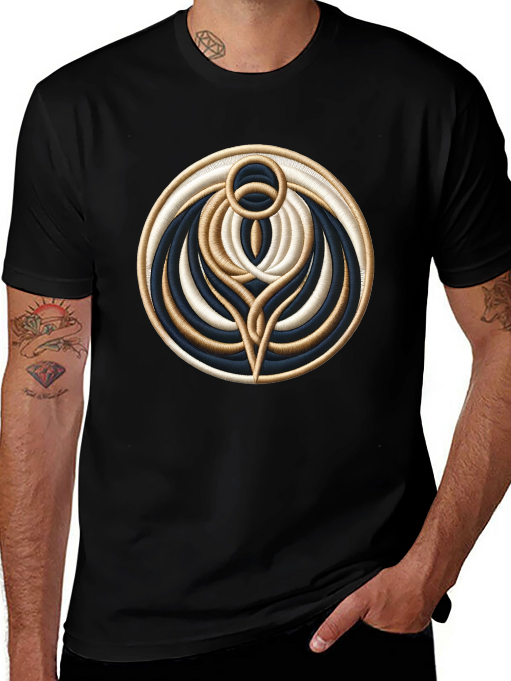 Abstract Embroidered Graphic T-Shirt