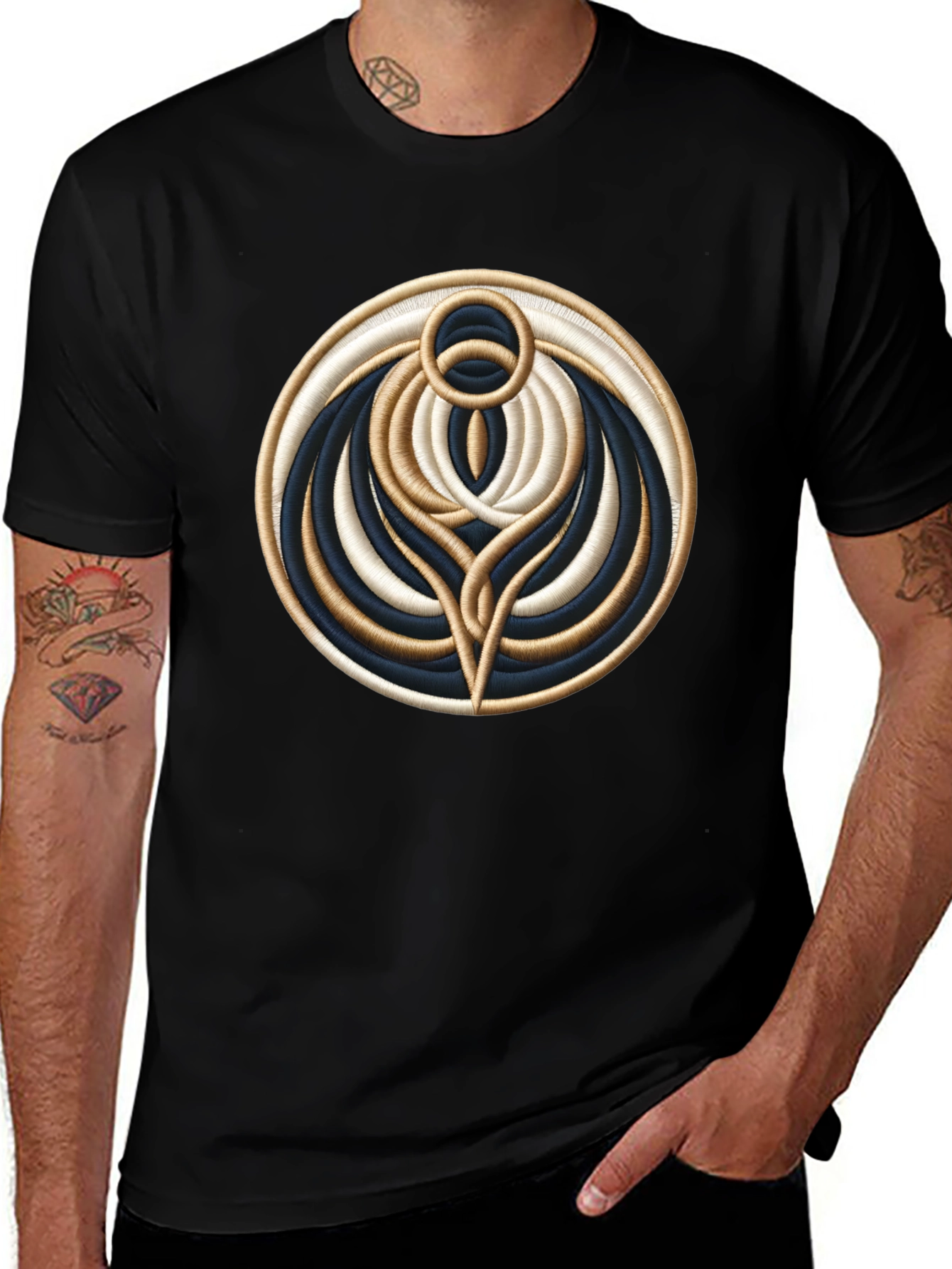 Abstract Embroidered Graphic T-Shirt