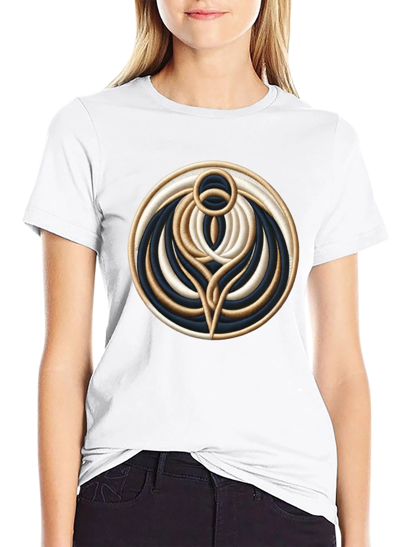 Abstract Embroidered Graphic T-Shirt