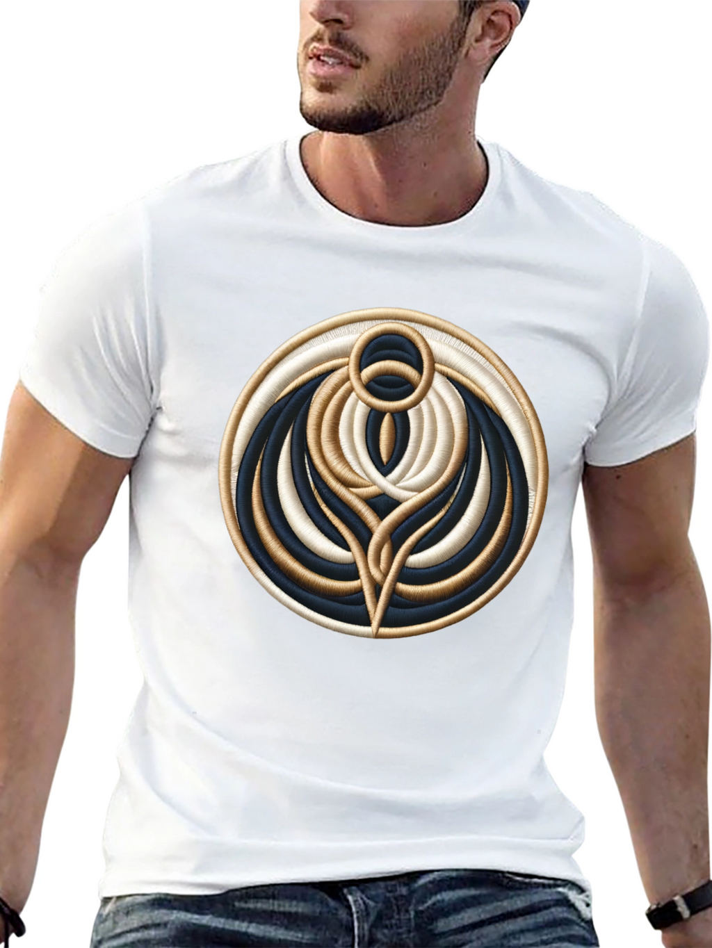 Abstract Embroidered Graphic T-Shirt