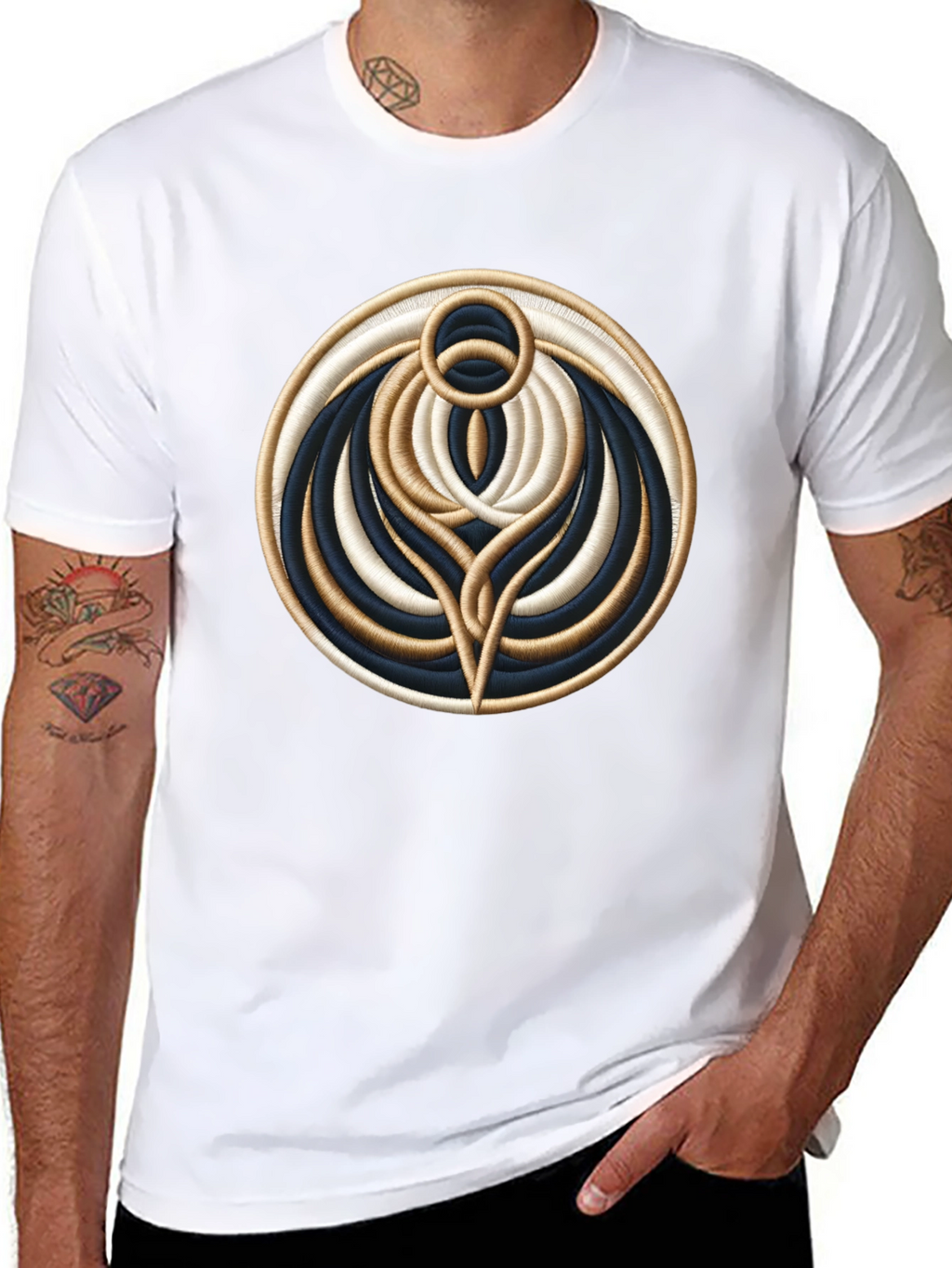Abstract Embroidered Graphic T-Shirt