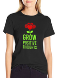 Grow Positive Thoughts Heart Flower Graphic T-Shirt