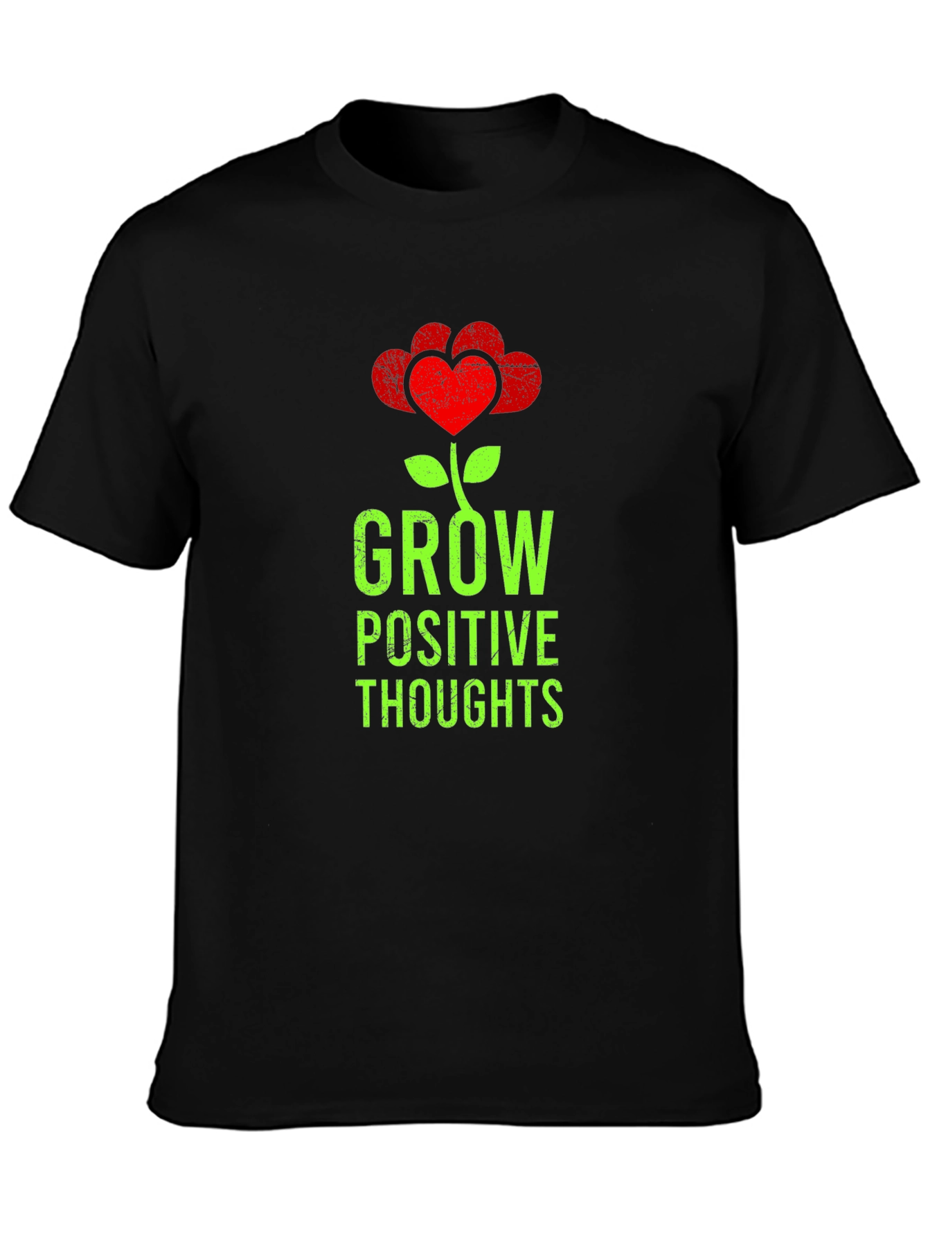 Grow Positive Thoughts Heart Flower Graphic T-Shirt