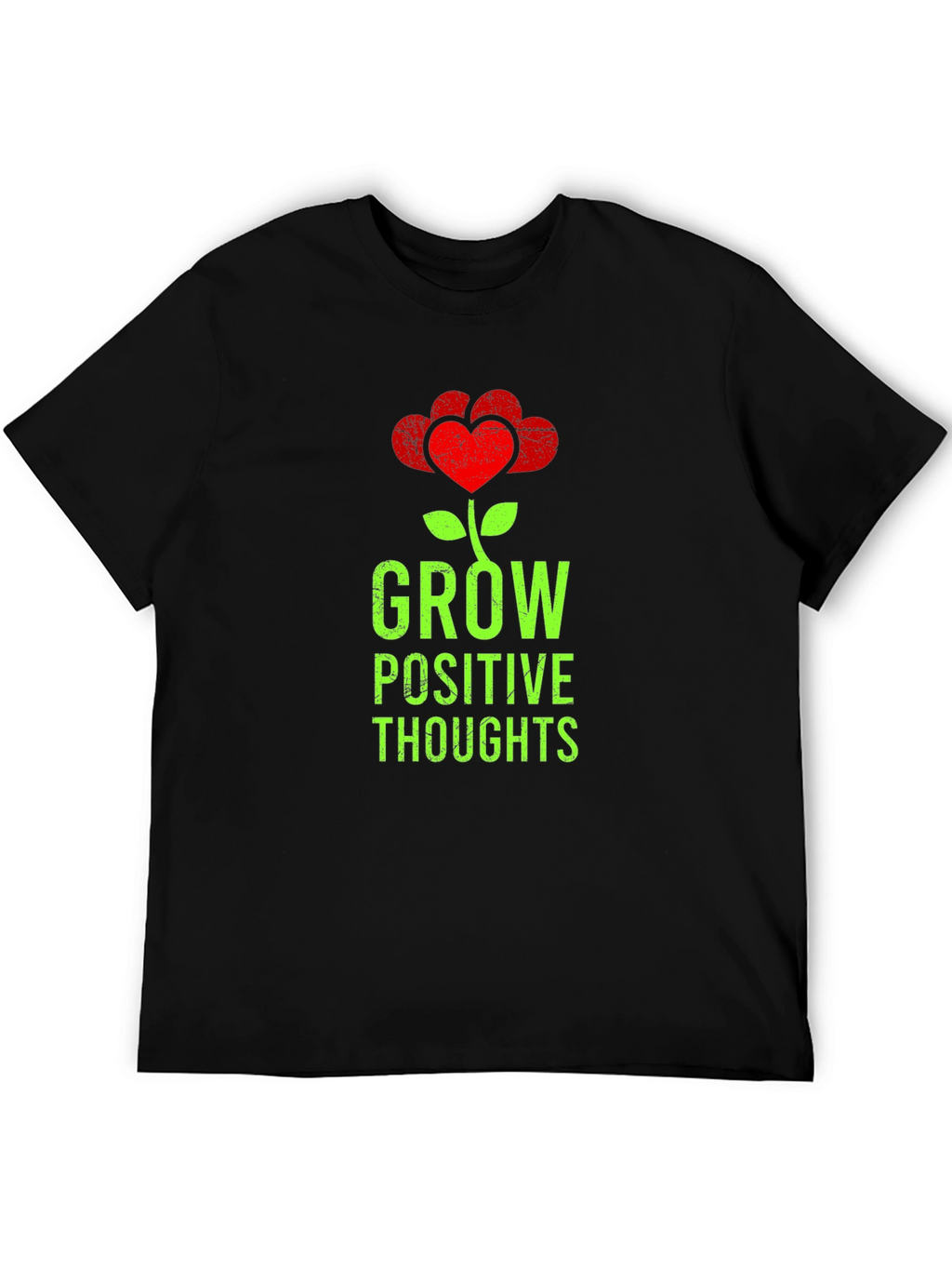 Grow Positive Thoughts Heart Flower Graphic T-Shirt