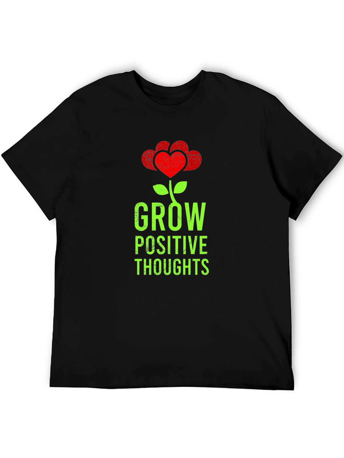 Grow Positive Thoughts Heart Flower Graphic T-Shirt