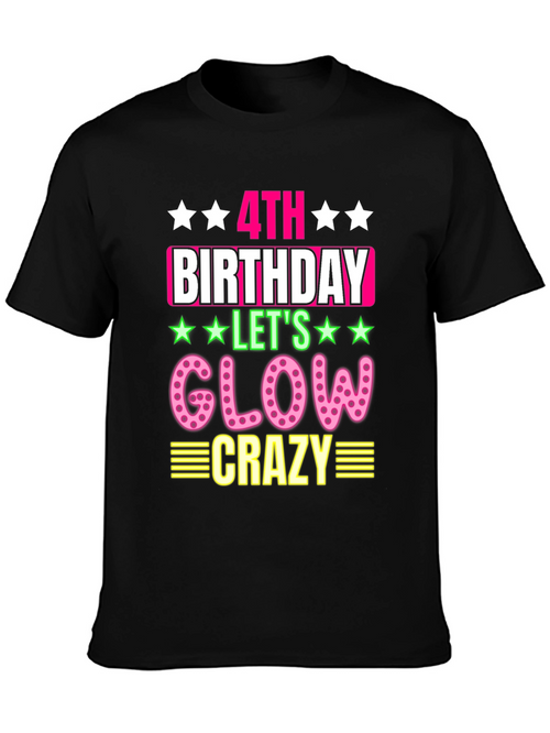 4th Birthday Glow Crazy T-Shirt