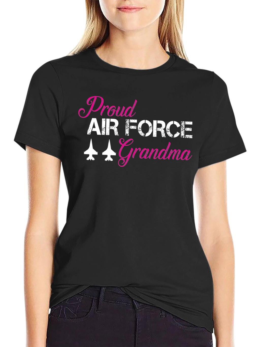Proud Air Force Grandma Black T-Shirt