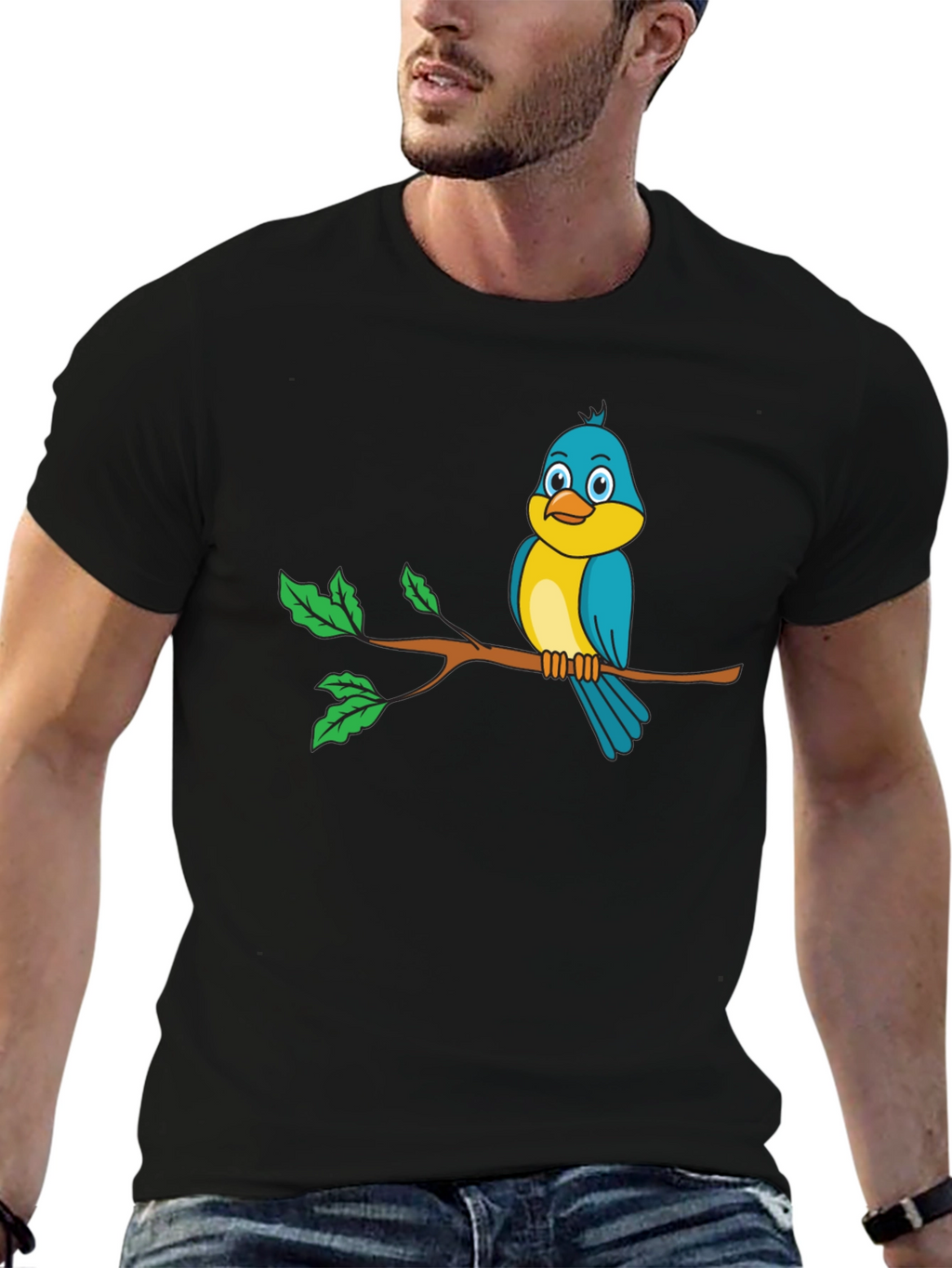Bird on a Branch Black Graphic Tee
