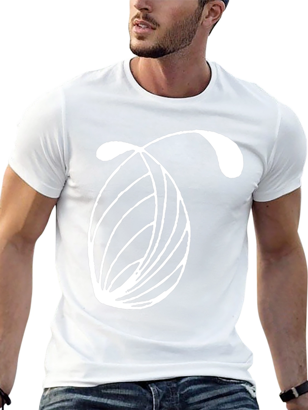 Abstract White Design on Black Tee