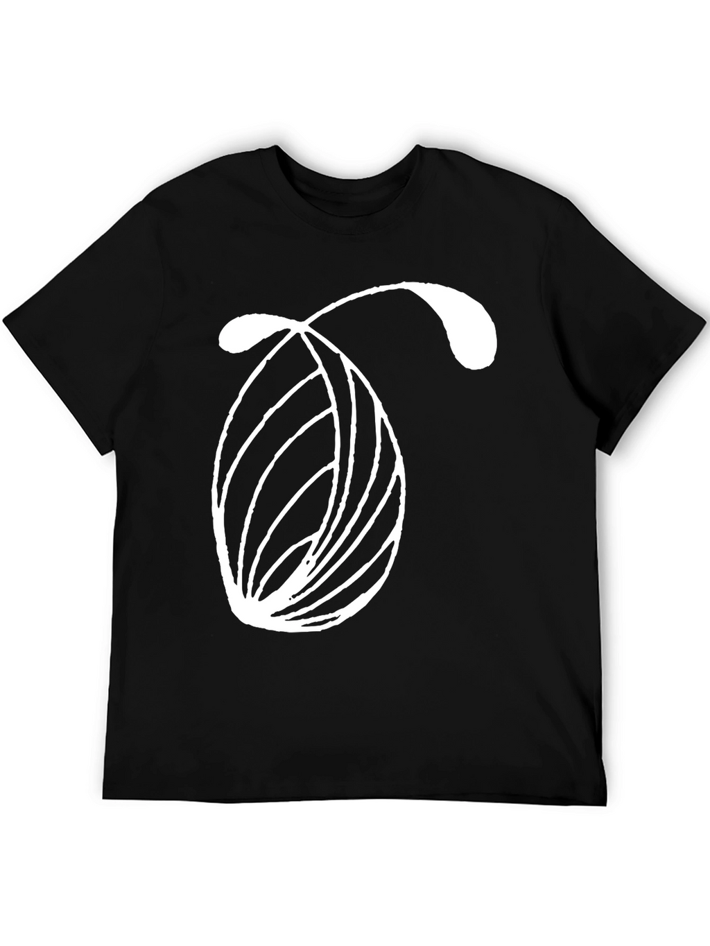 Abstract White Design on Black Tee