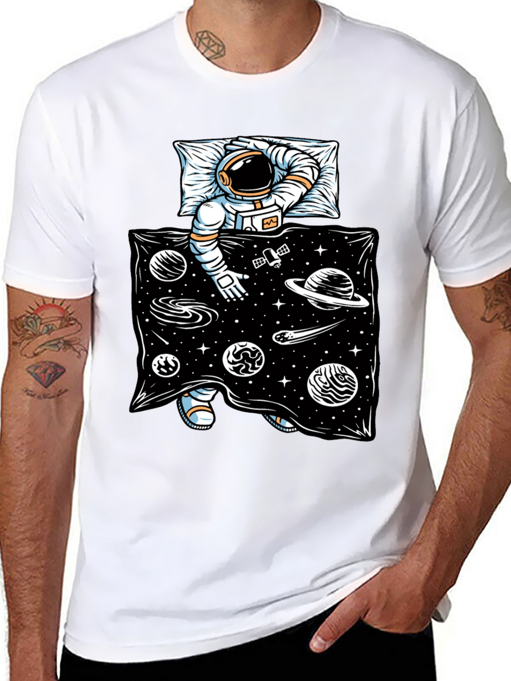 Astronaut in Space Bed T-Shirt