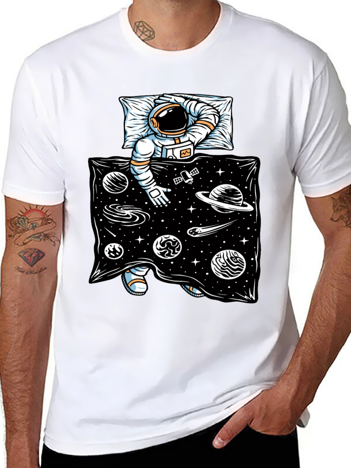 Astronaut in Space Bed T-Shirt