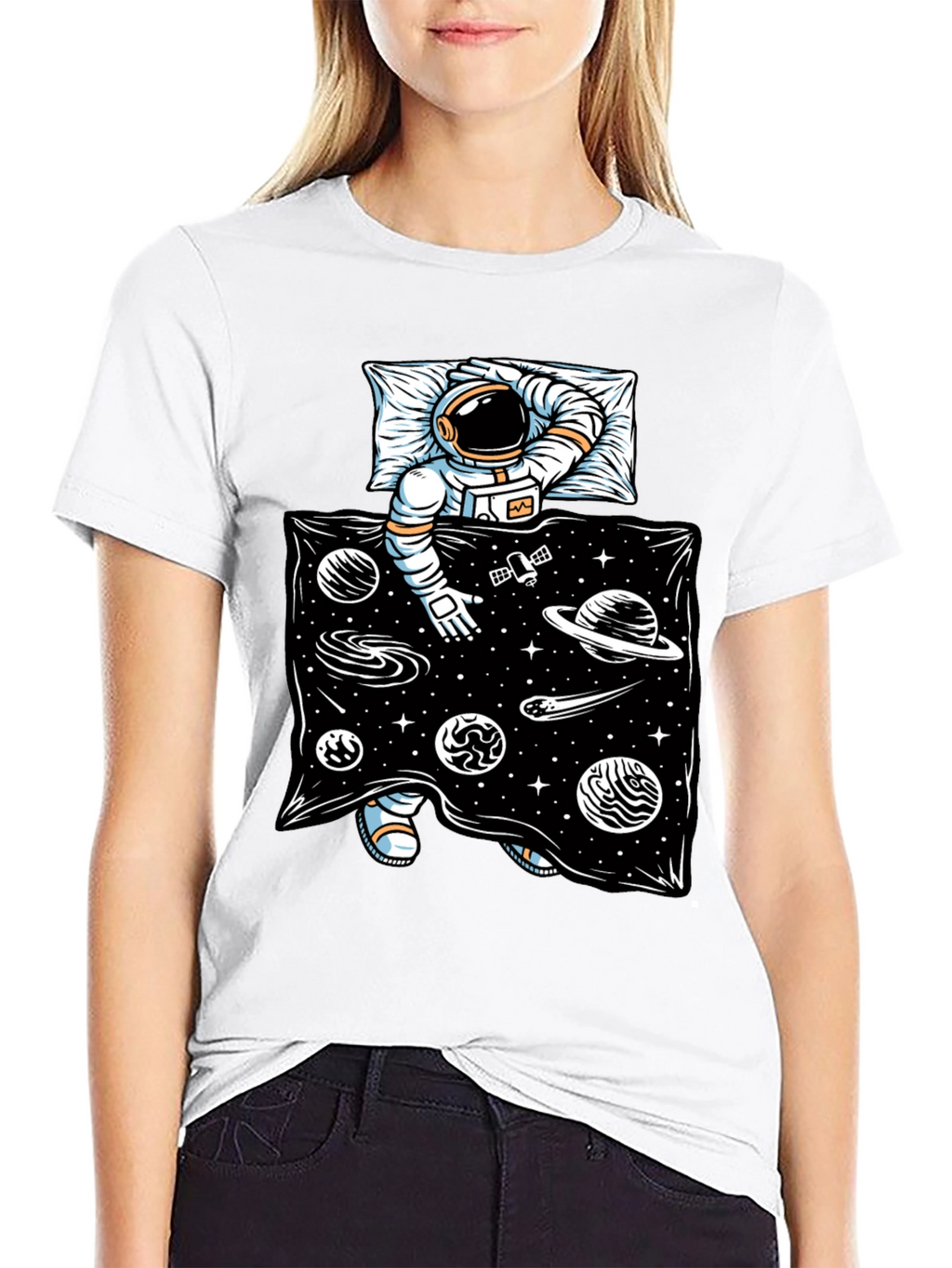 Astronaut in Space Bed T-Shirt