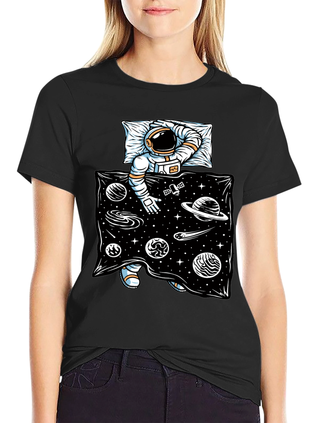 Astronaut in Space Bed T-Shirt