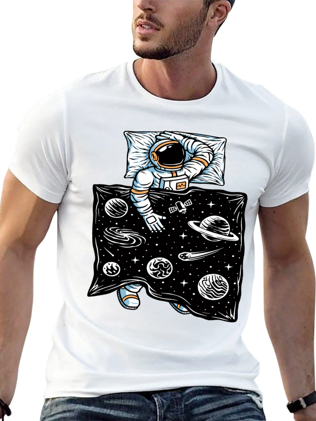Astronaut in Space Bed T-Shirt