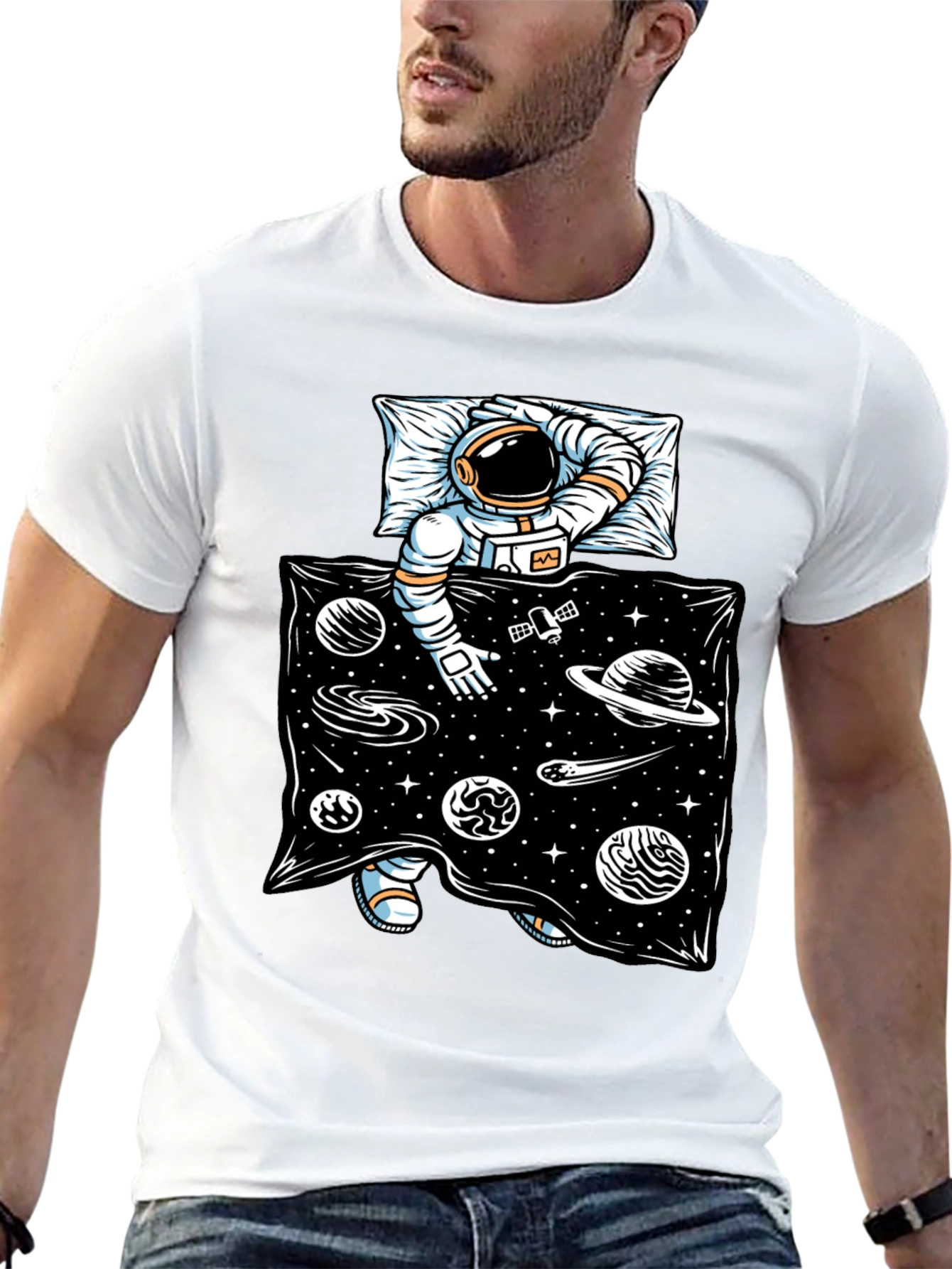 Astronaut in Space Bed T-Shirt