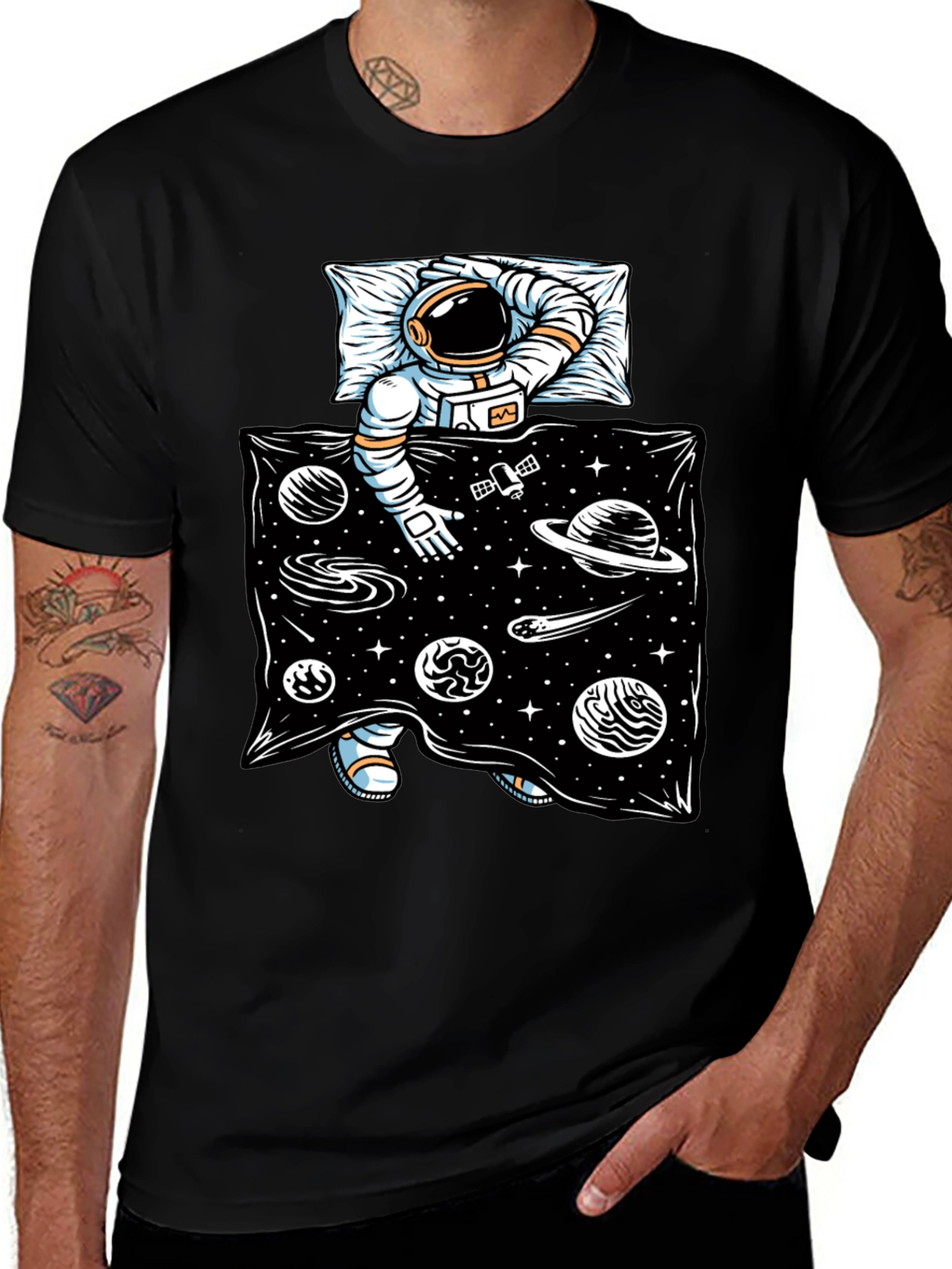 Astronaut in Space Bed T-Shirt