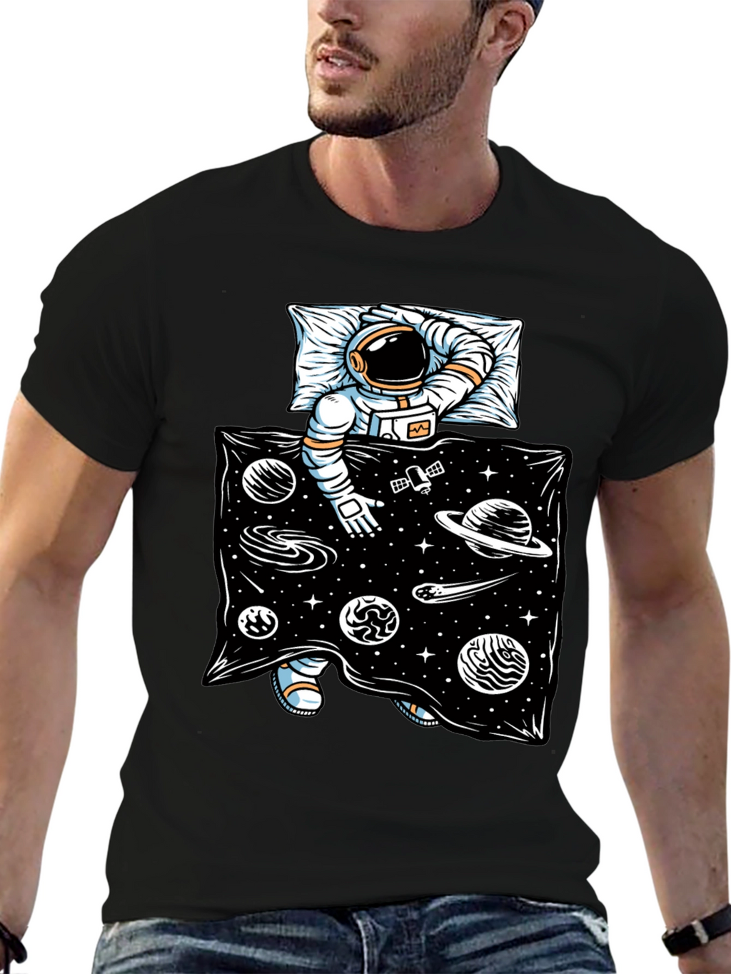 Astronaut in Space Bed T-Shirt