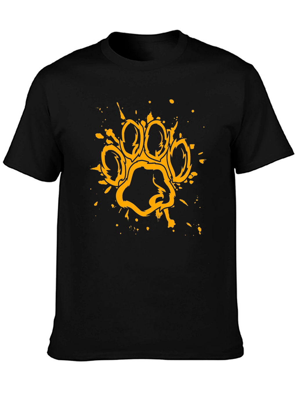 Grunge Paw Print Graphic T-Shirt - Black