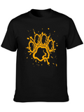 Grunge Paw Print Graphic T-Shirt - Black