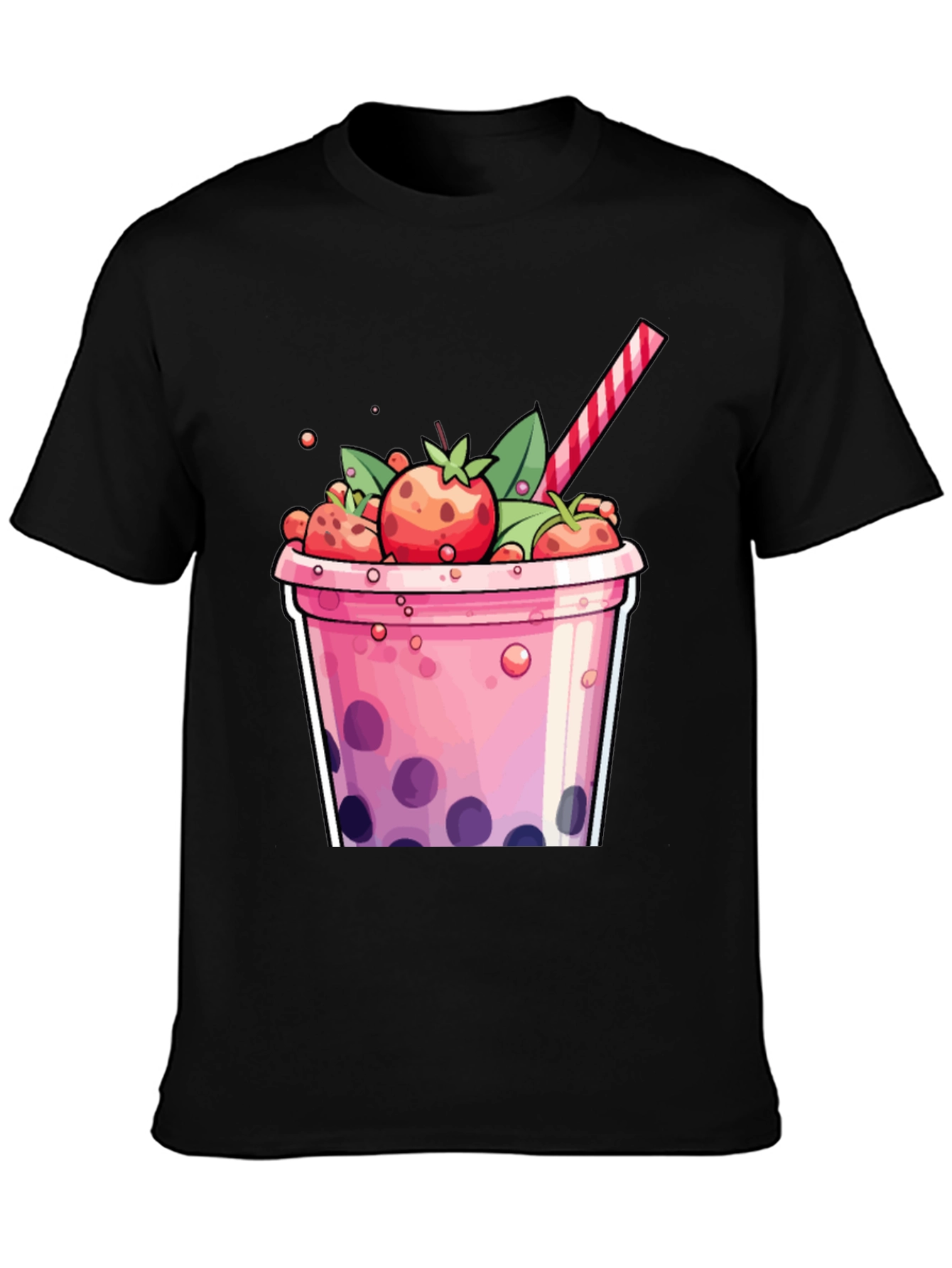 Strawberry Boba T-Shirt - Cute Cartoon Graphic Tee