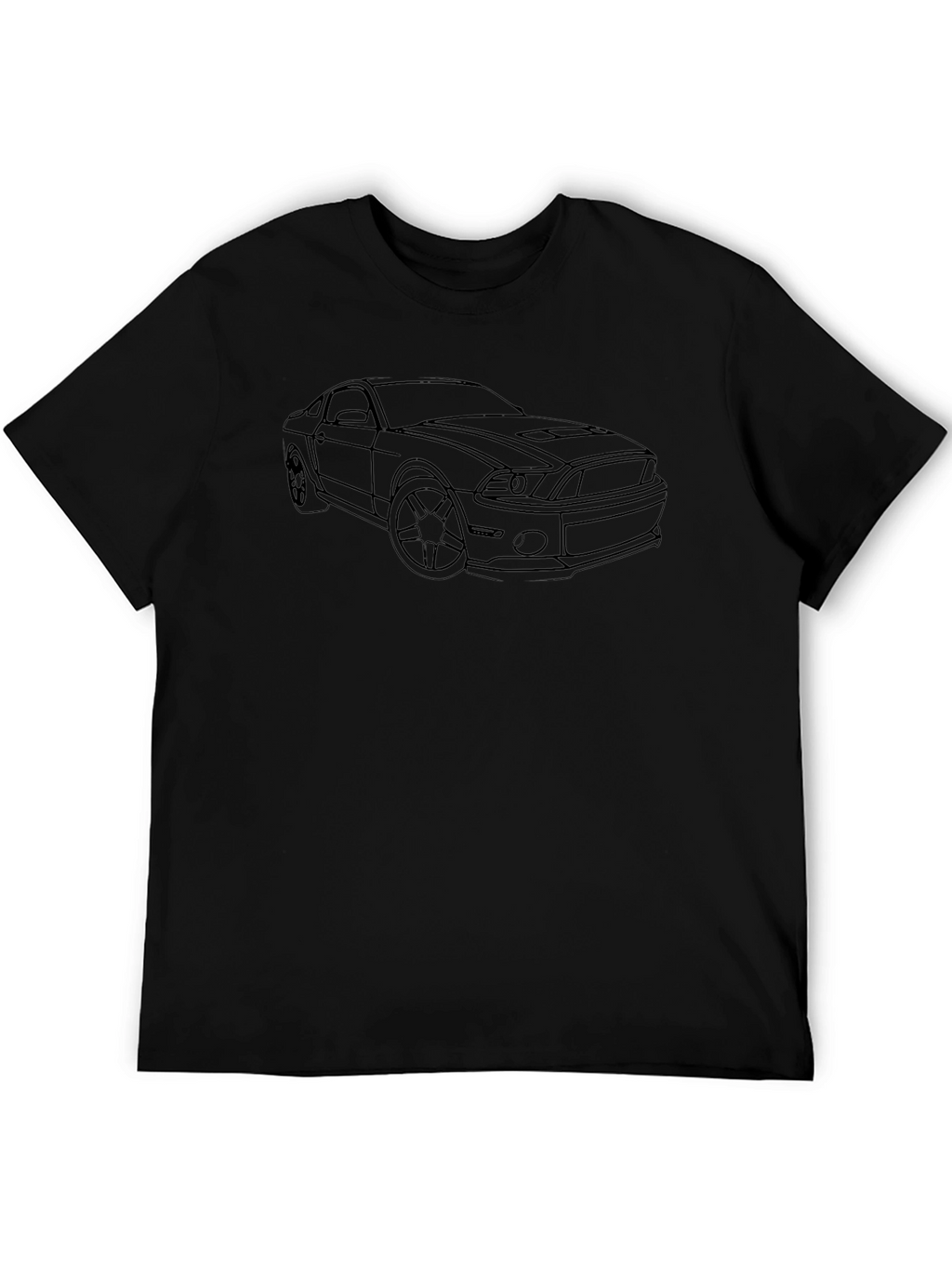 Black T-Shirt with Car Line Art