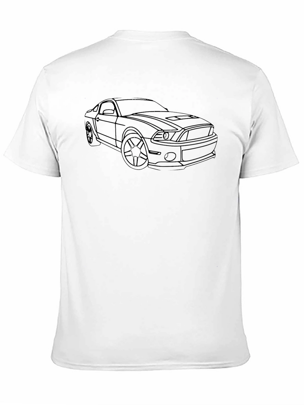 Black T-Shirt with Car Line Art