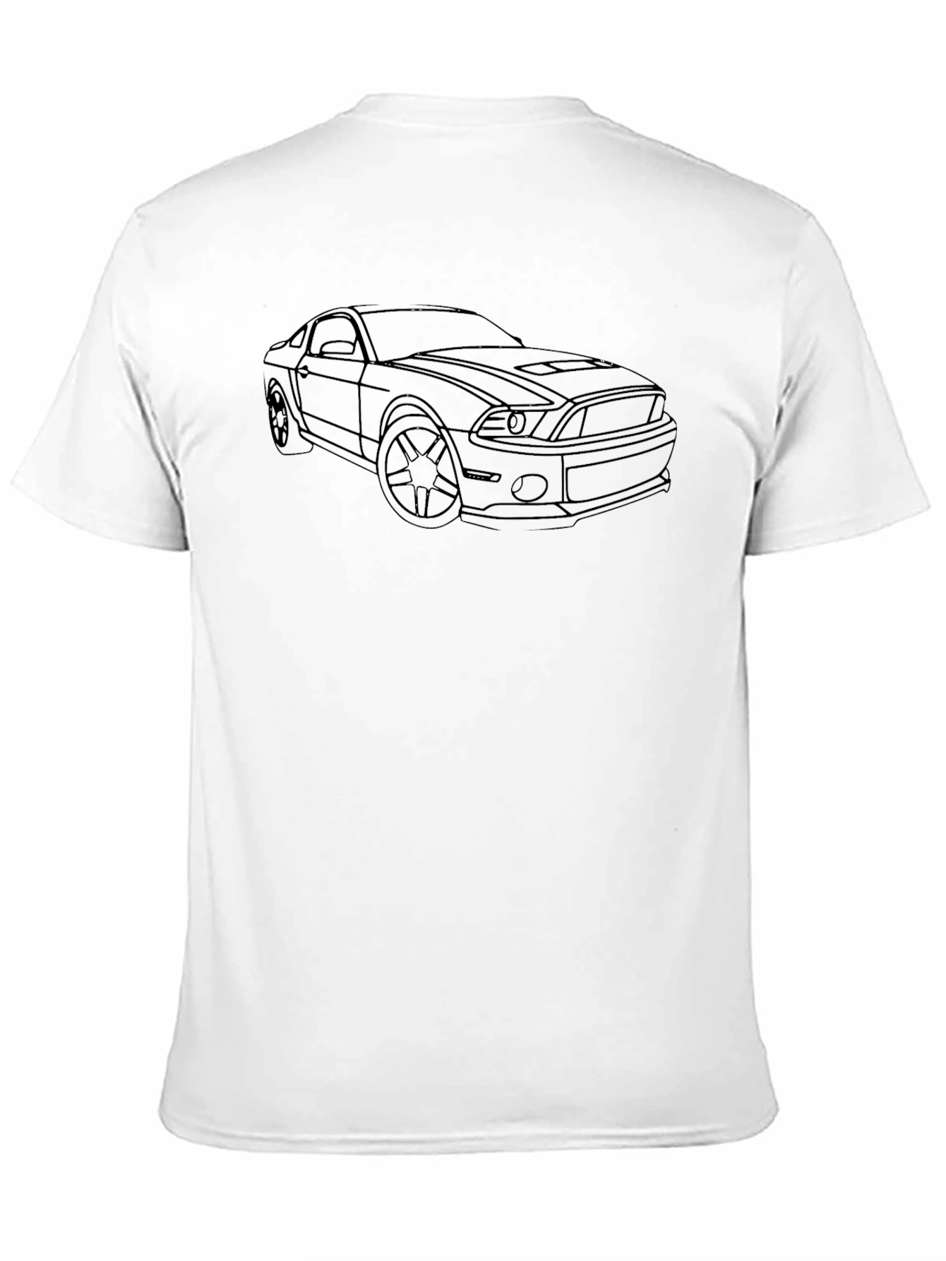 Black T-Shirt with Car Line Art