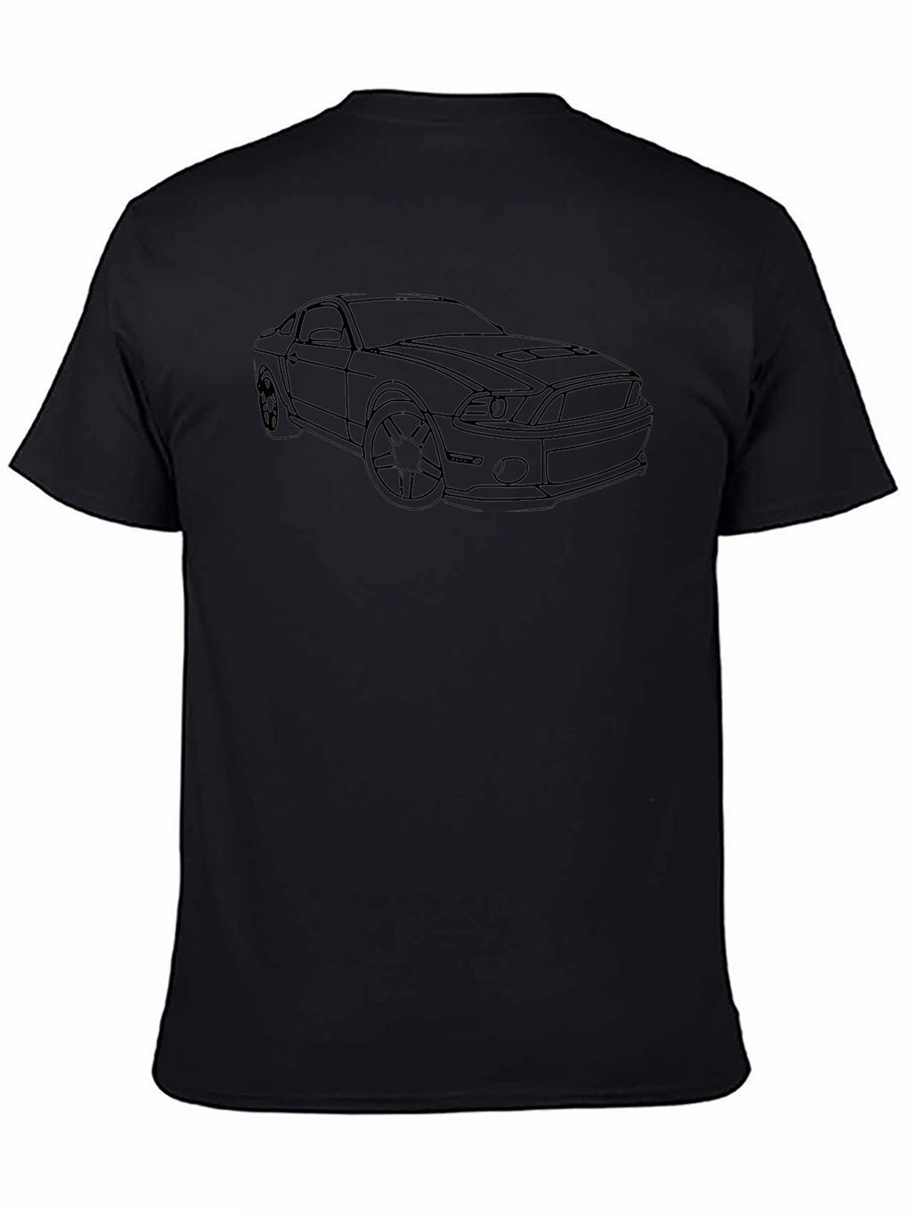 Black T-Shirt with Car Line Art