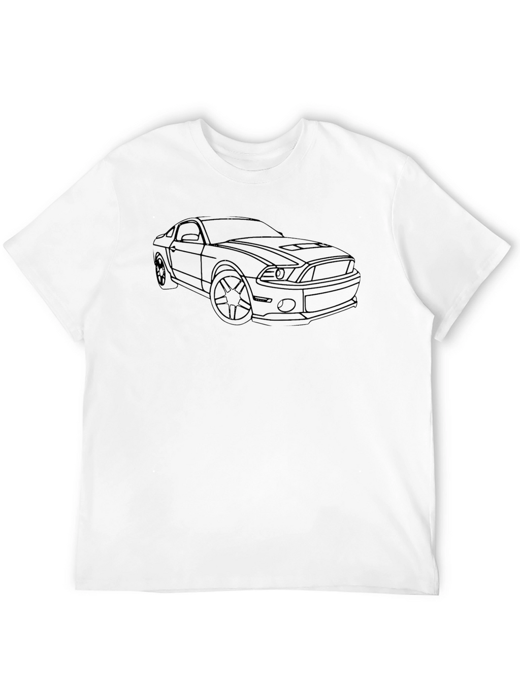 Black T-Shirt with Car Line Art