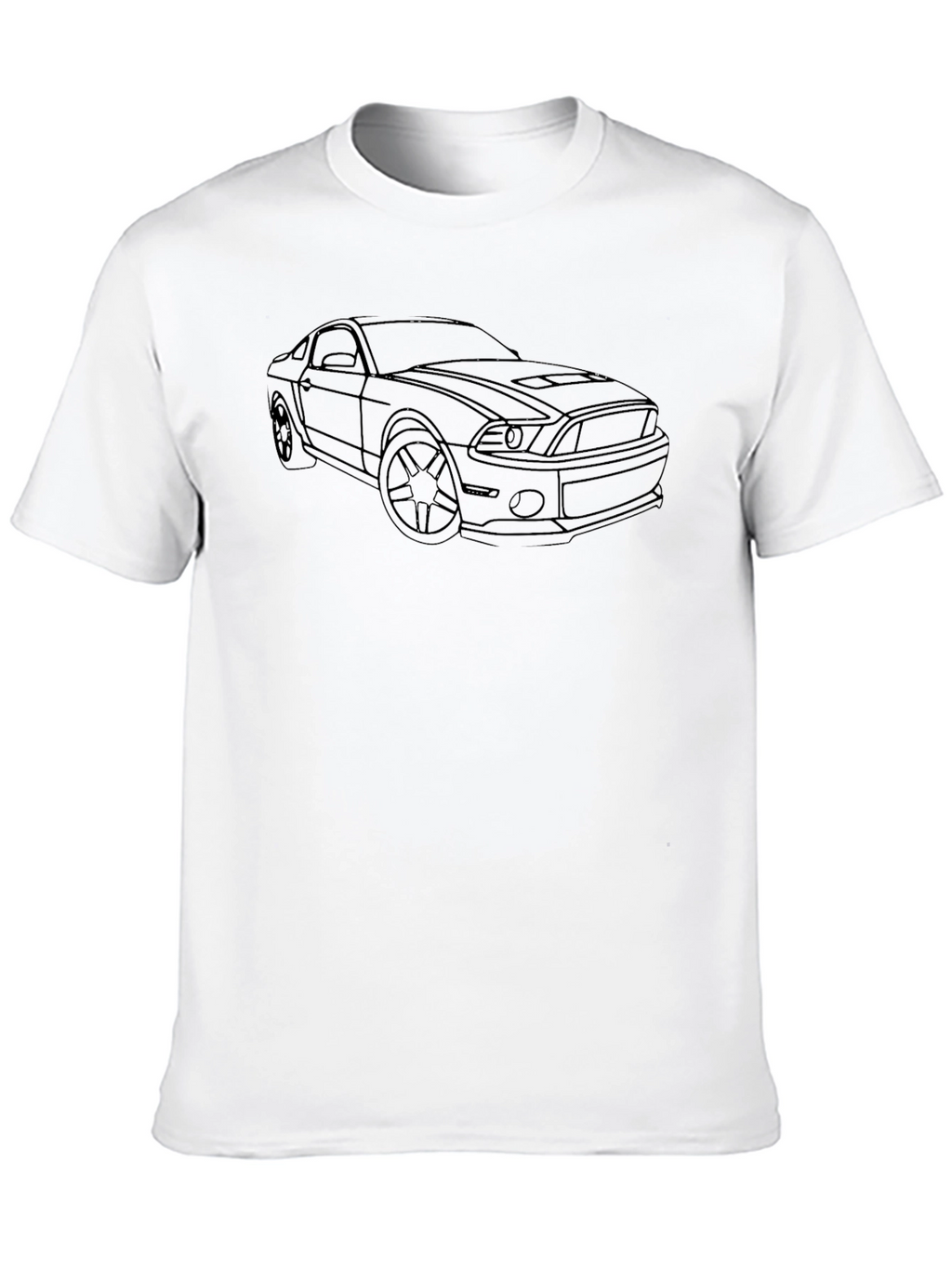 Black T-Shirt with Car Line Art