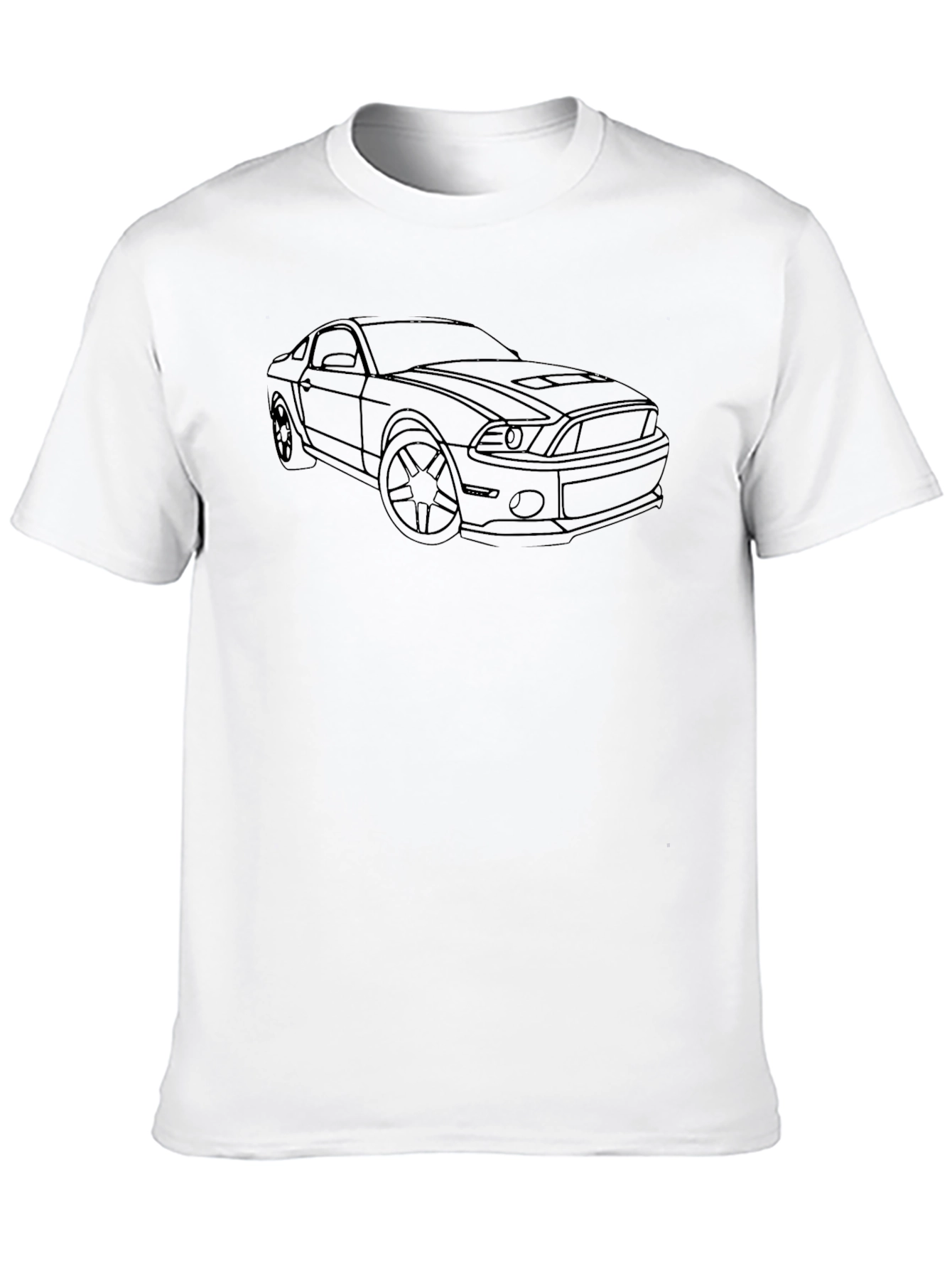 Black T-Shirt with Car Line Art