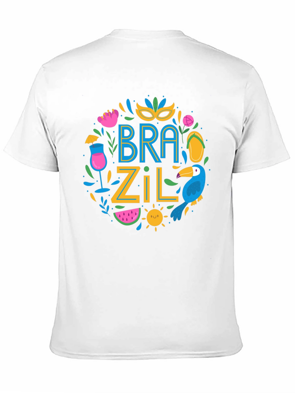 Brazil Themed Graphic Print Black T-Shirt