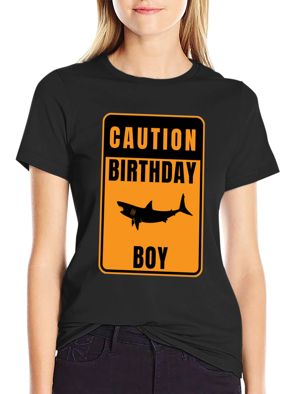 Caution Birthday Boy Shark Graphic T-Shirt