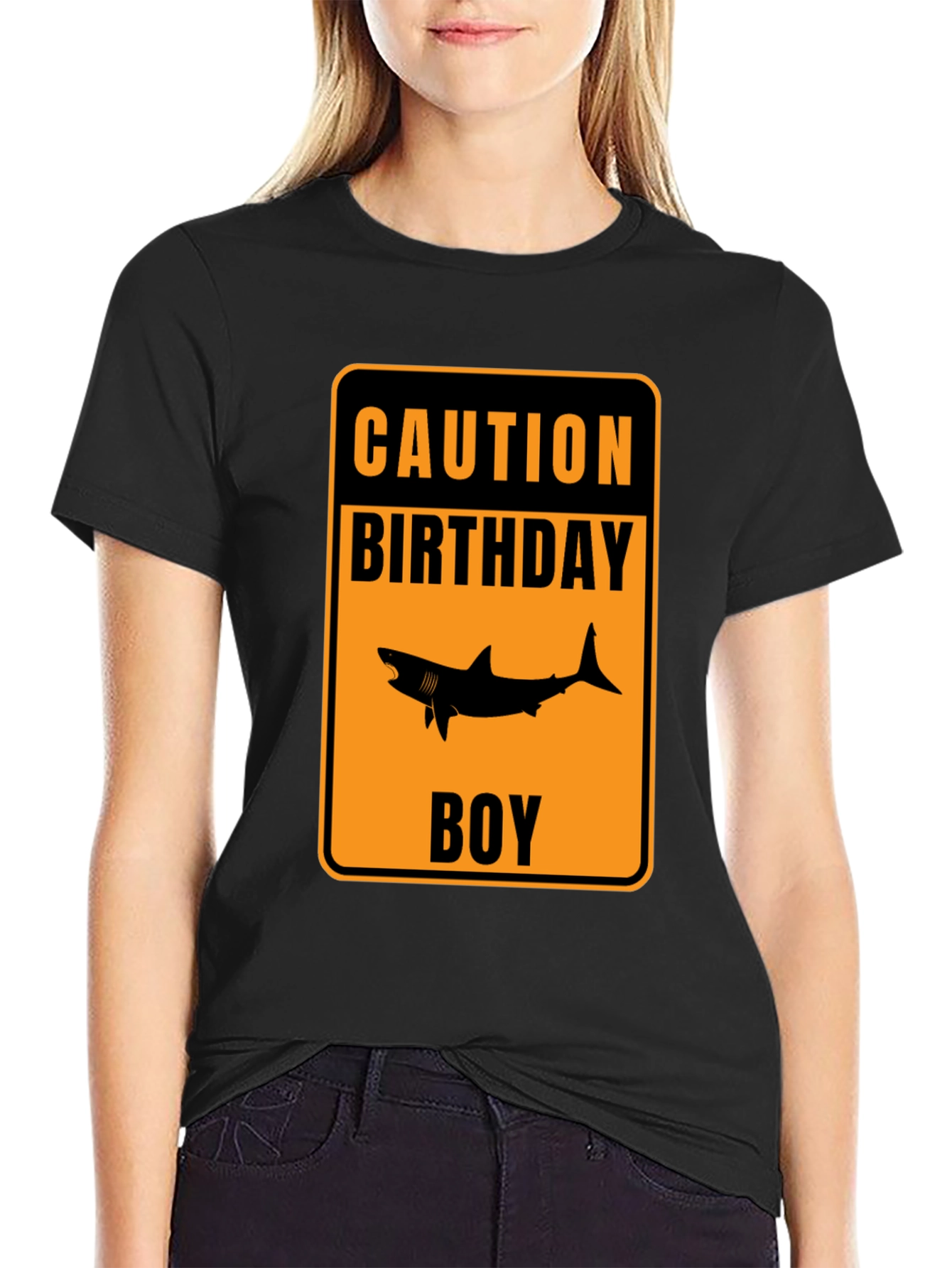 Caution Birthday Boy Shark Graphic T-Shirt