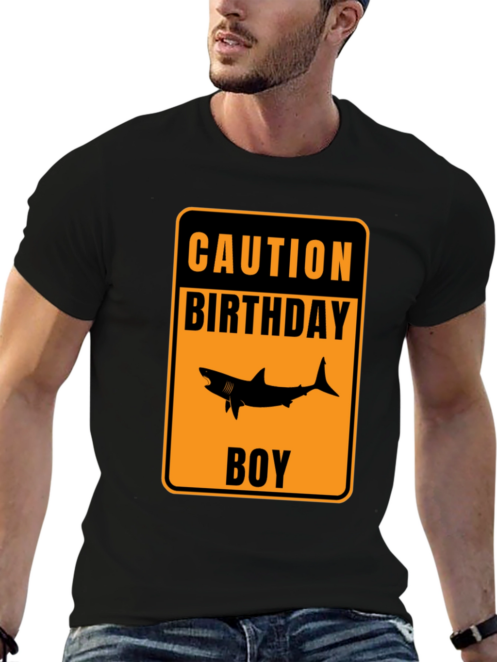 Caution Birthday Boy Shark Graphic T-Shirt