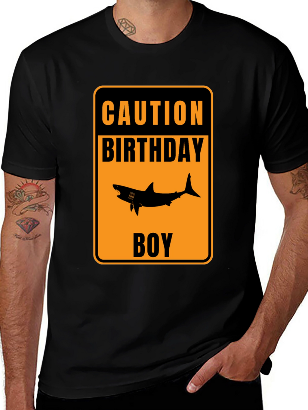 Caution Birthday Boy Shark Graphic T-Shirt