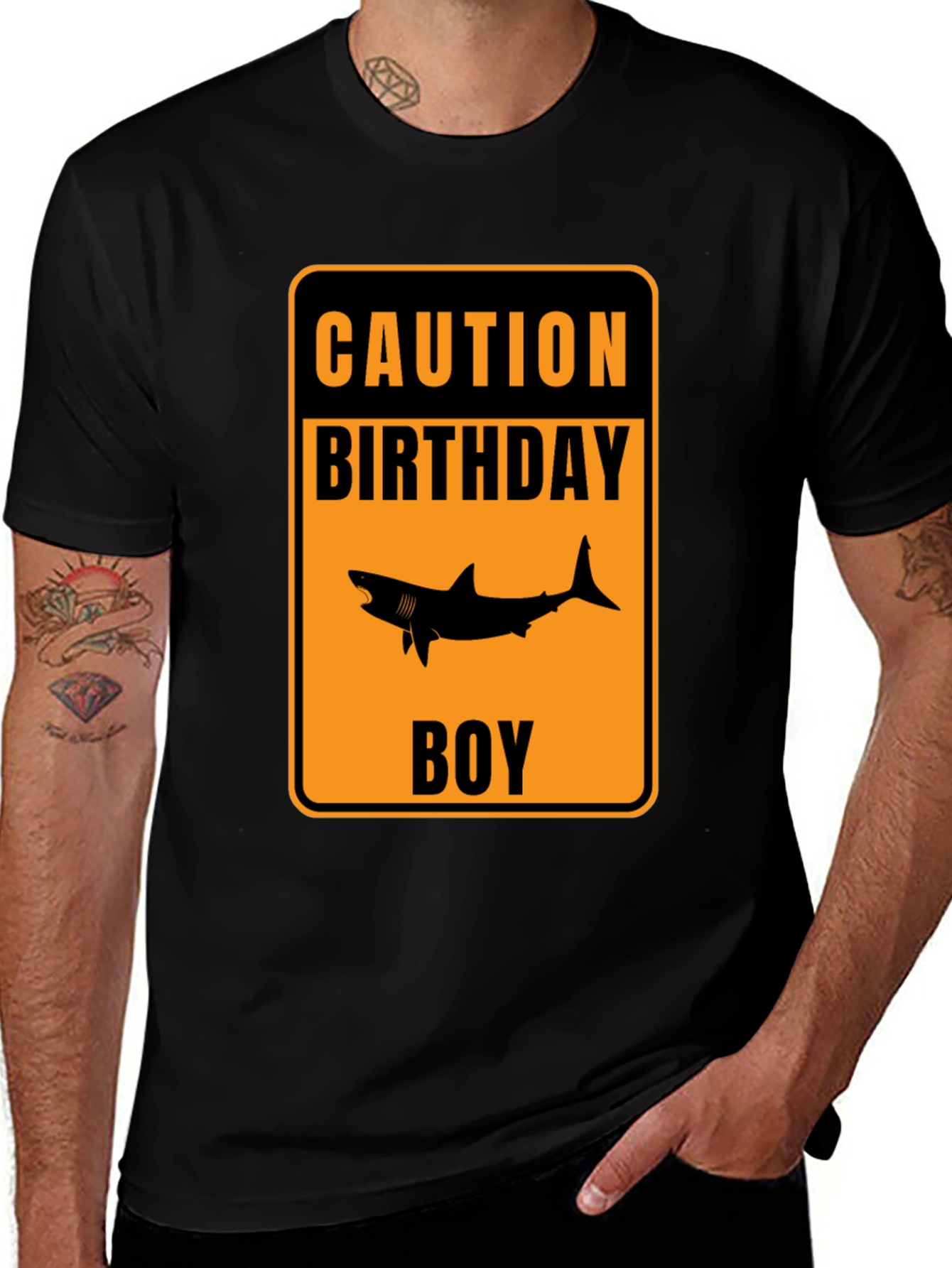 Caution Birthday Boy Shark Graphic T-Shirt