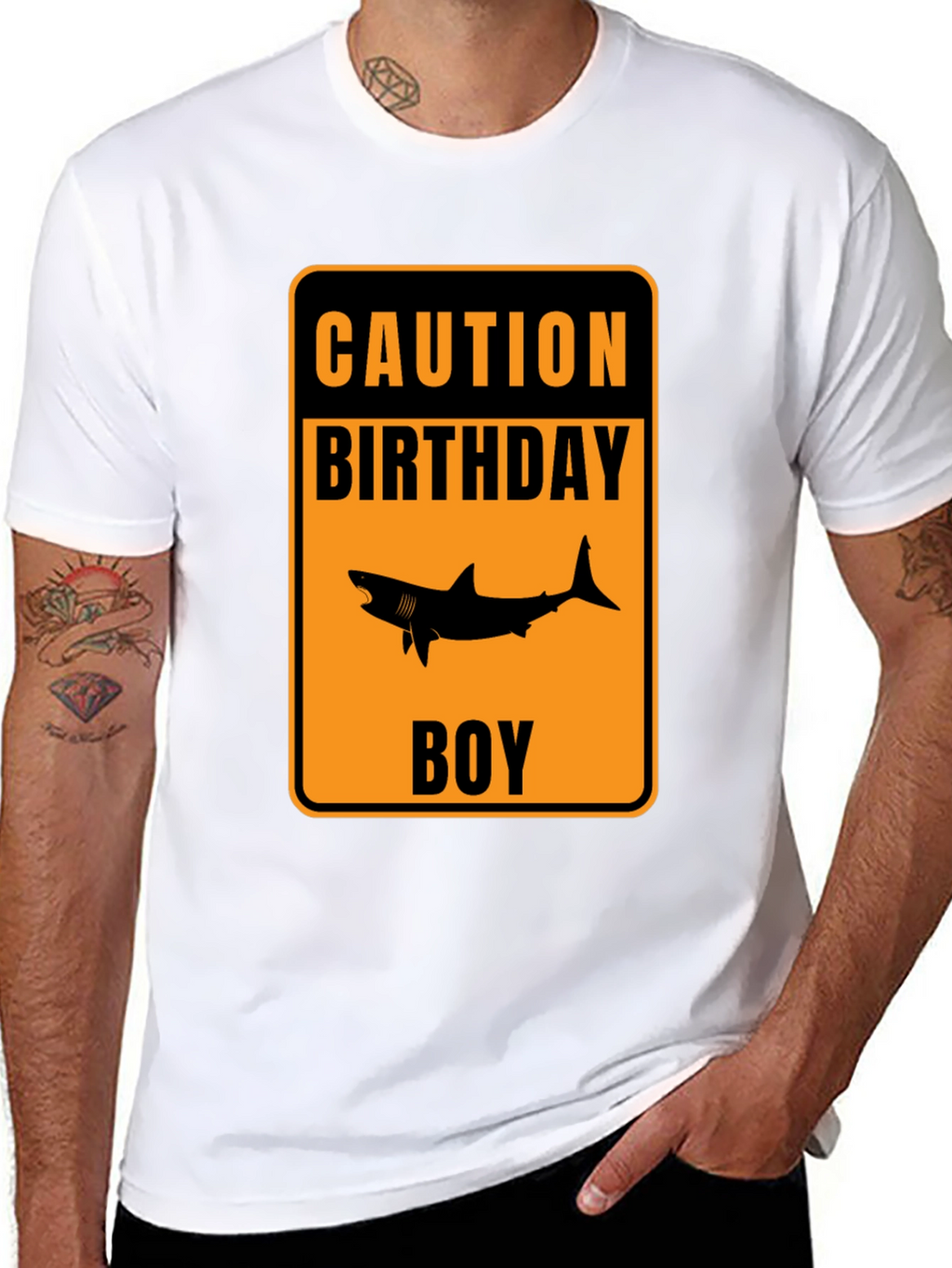 Caution Birthday Boy Shark Graphic T-Shirt
