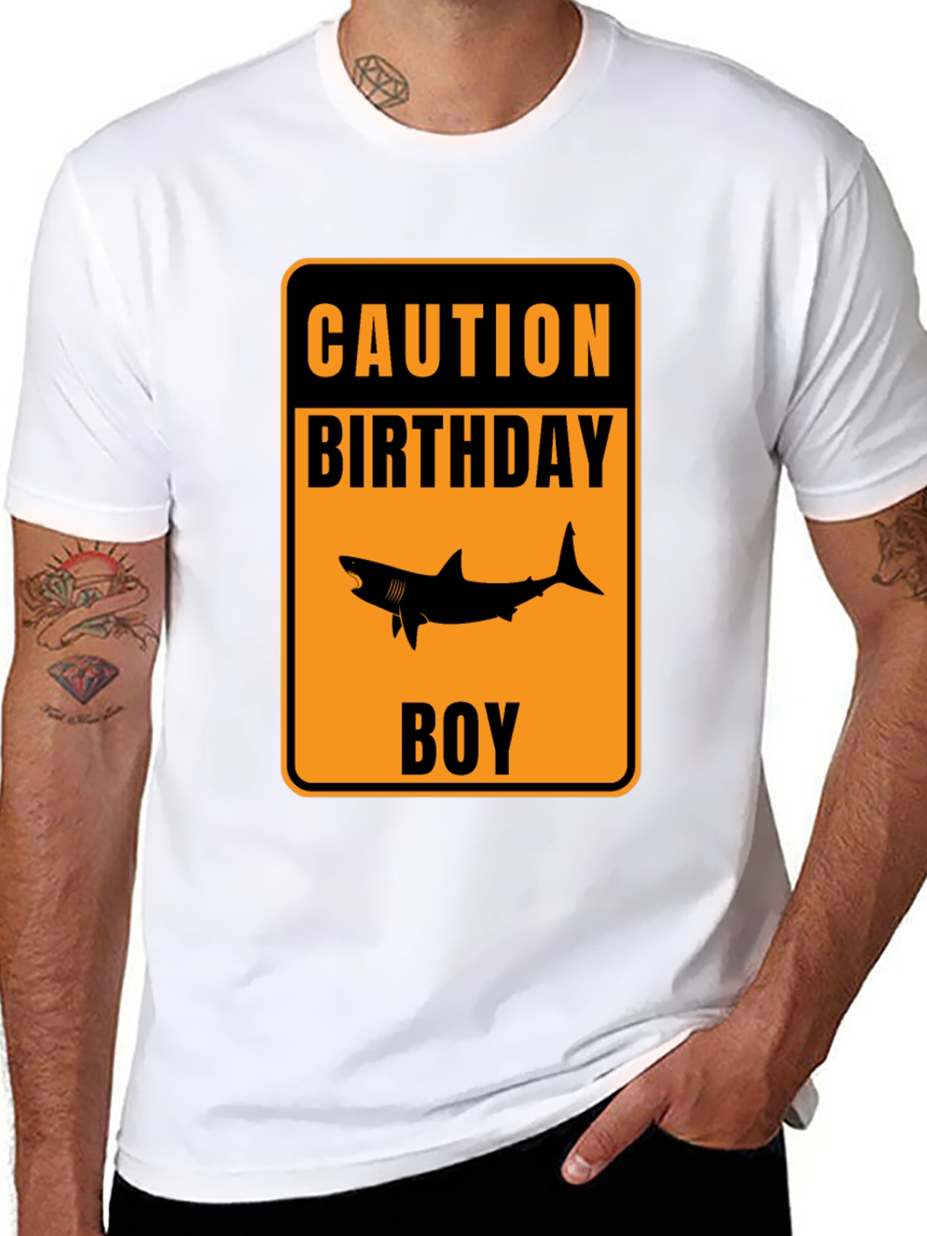 Caution Birthday Boy Shark Graphic T-Shirt