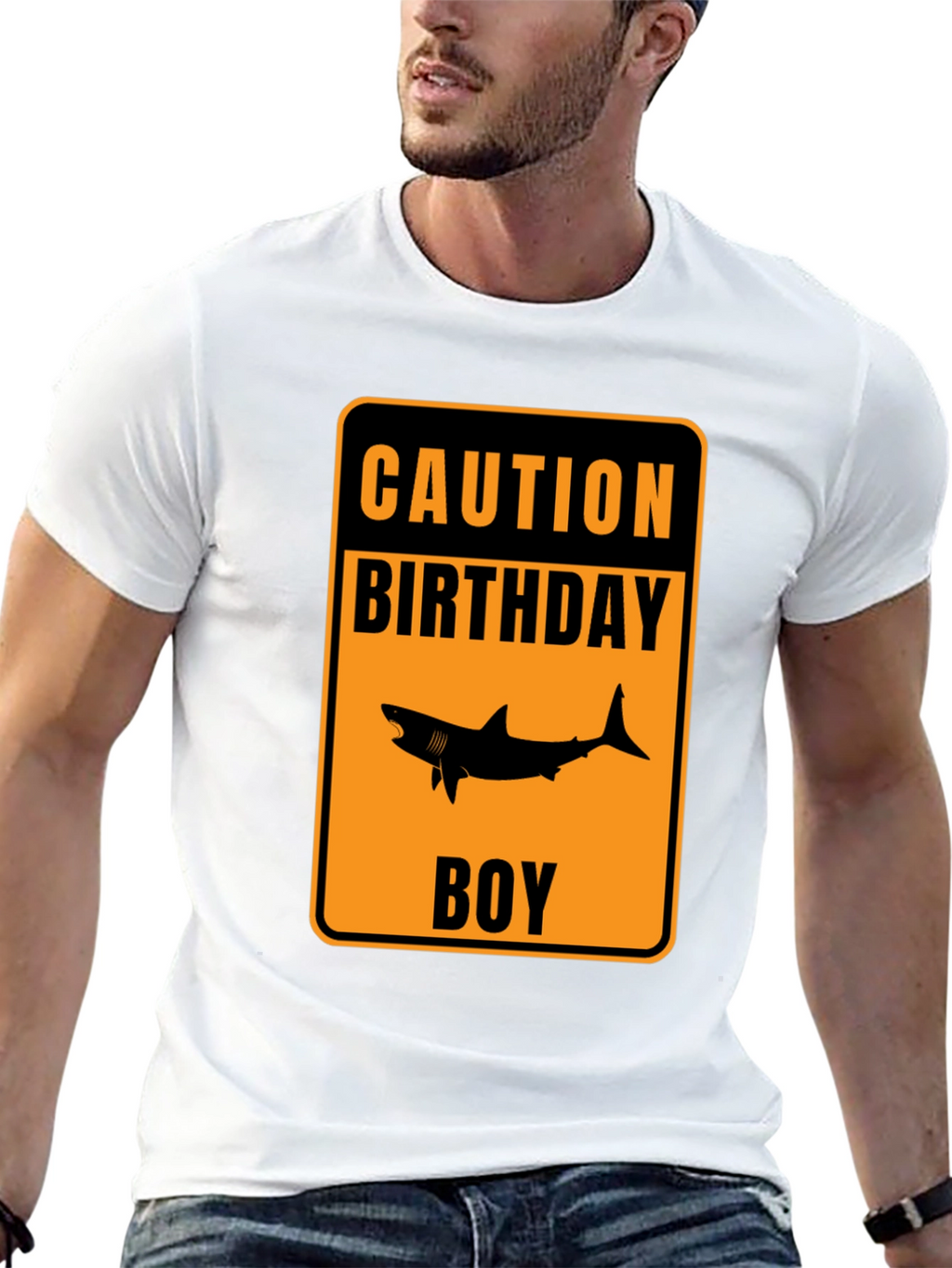Caution Birthday Boy Shark Graphic T-Shirt