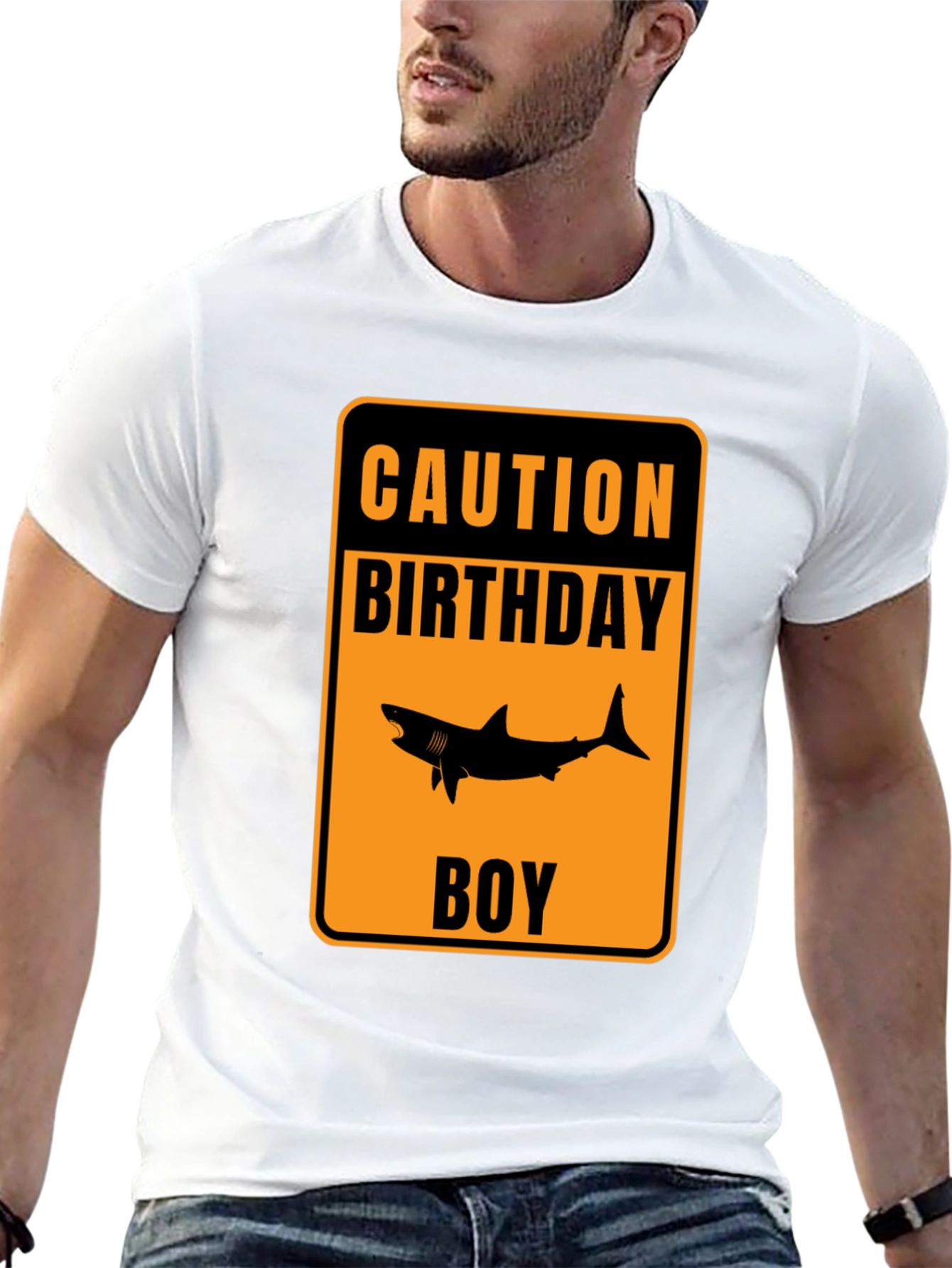 Caution Birthday Boy Shark Graphic T-Shirt