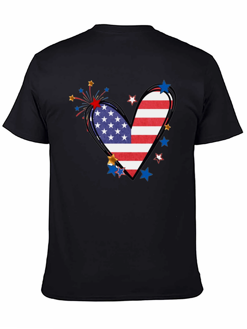 Patriotic Heart USA Flag Graphic T-Shirt