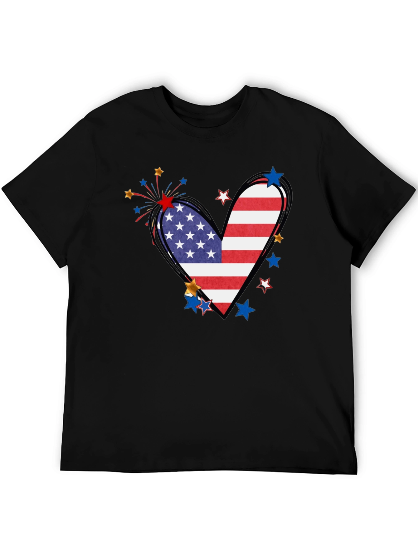 Patriotic Heart USA Flag Graphic T-Shirt