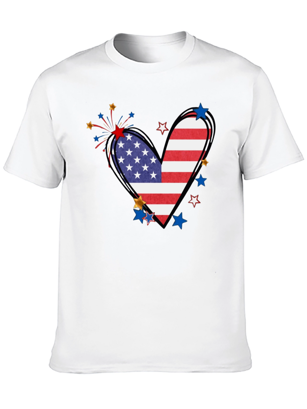 Patriotic Heart USA Flag Graphic T-Shirt