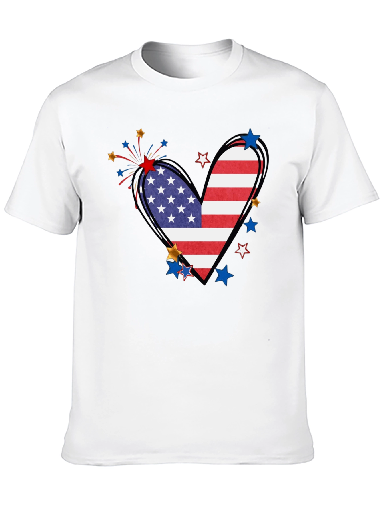 Patriotic Heart USA Flag Graphic T-Shirt
