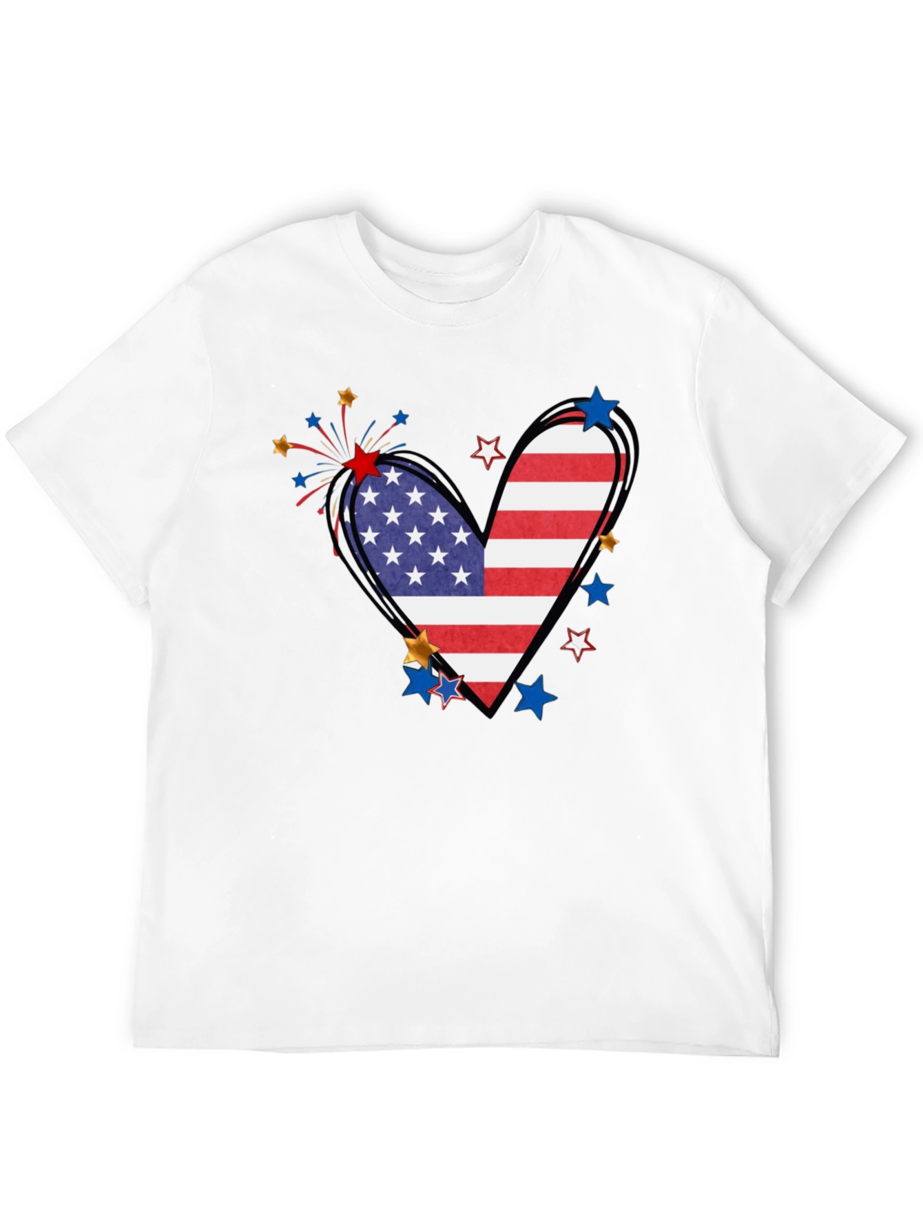 Patriotic Heart USA Flag Graphic T-Shirt