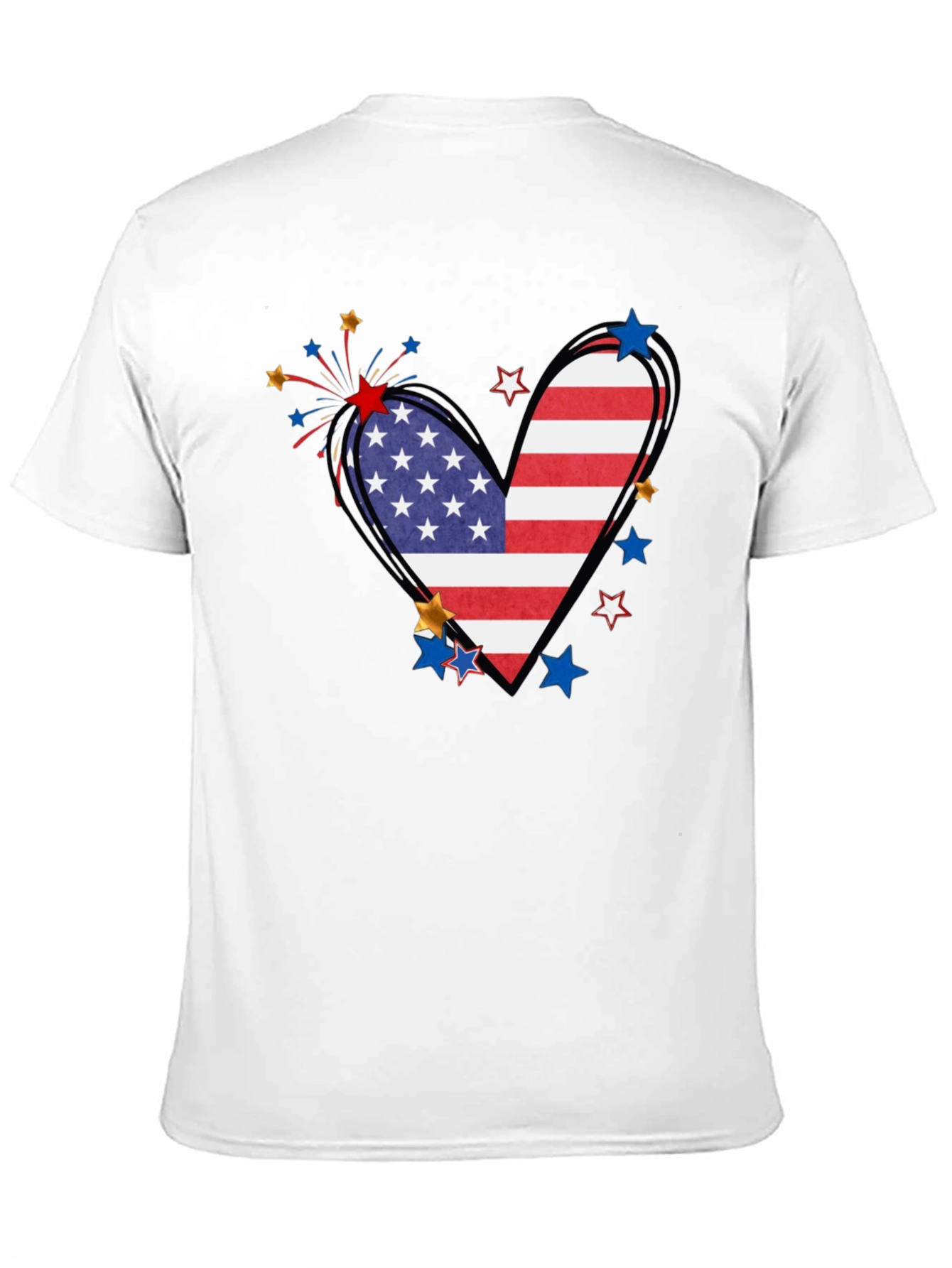 Patriotic Heart USA Flag Graphic T-Shirt