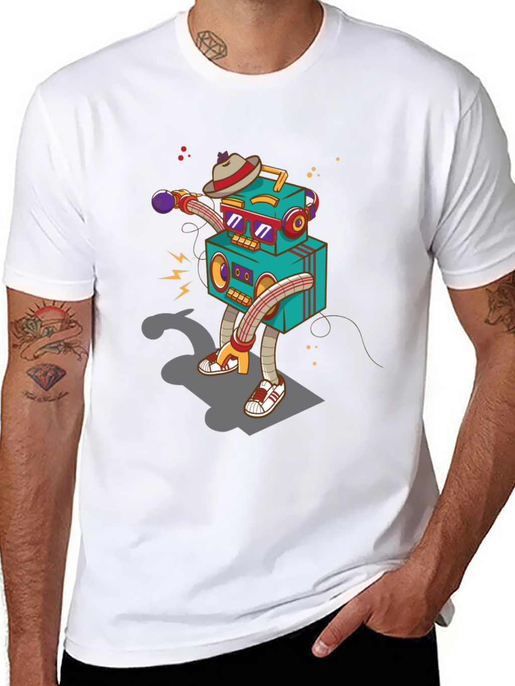 Robot DJ Graphic T-Shirt - Cool Design