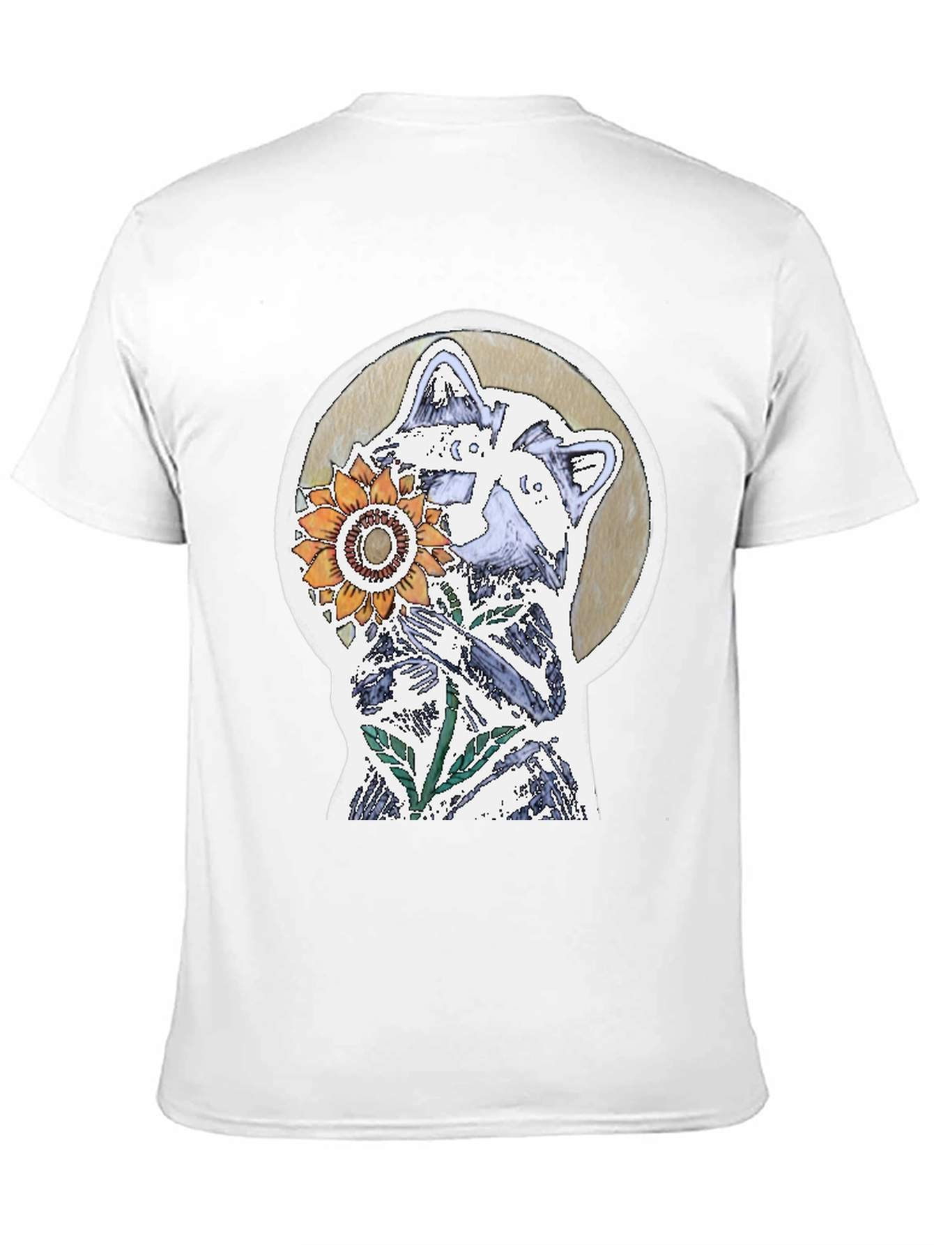 Raccoon & Sunflower Graphic Tee - Unique Design